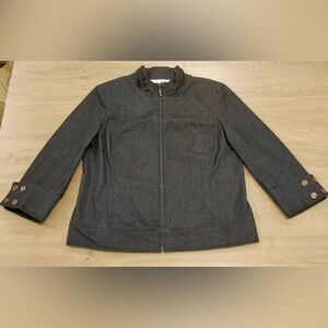 NWOT St. John Brown Bronze Denim Jacket with Bronze Hardware Logo